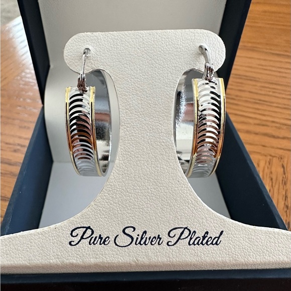 Silver Plated Hoop Earrings - Picture 1 of 3